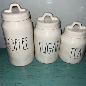 Rae Dunn Cream Coffee Sugar Tea Canisters